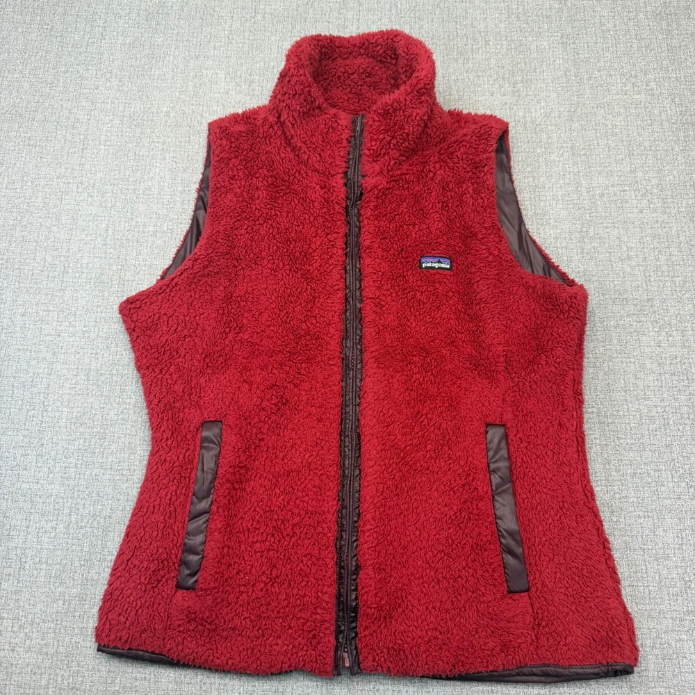 Patagonia Los Lobos Reversible Fleece Vest Crimson Red Womens Size M 25205 FA13
